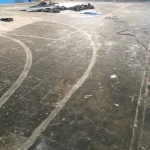 Quadra com demarcações desgastadas antes da reforma