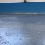 Piso de quadra em aplicação com acabamento azul