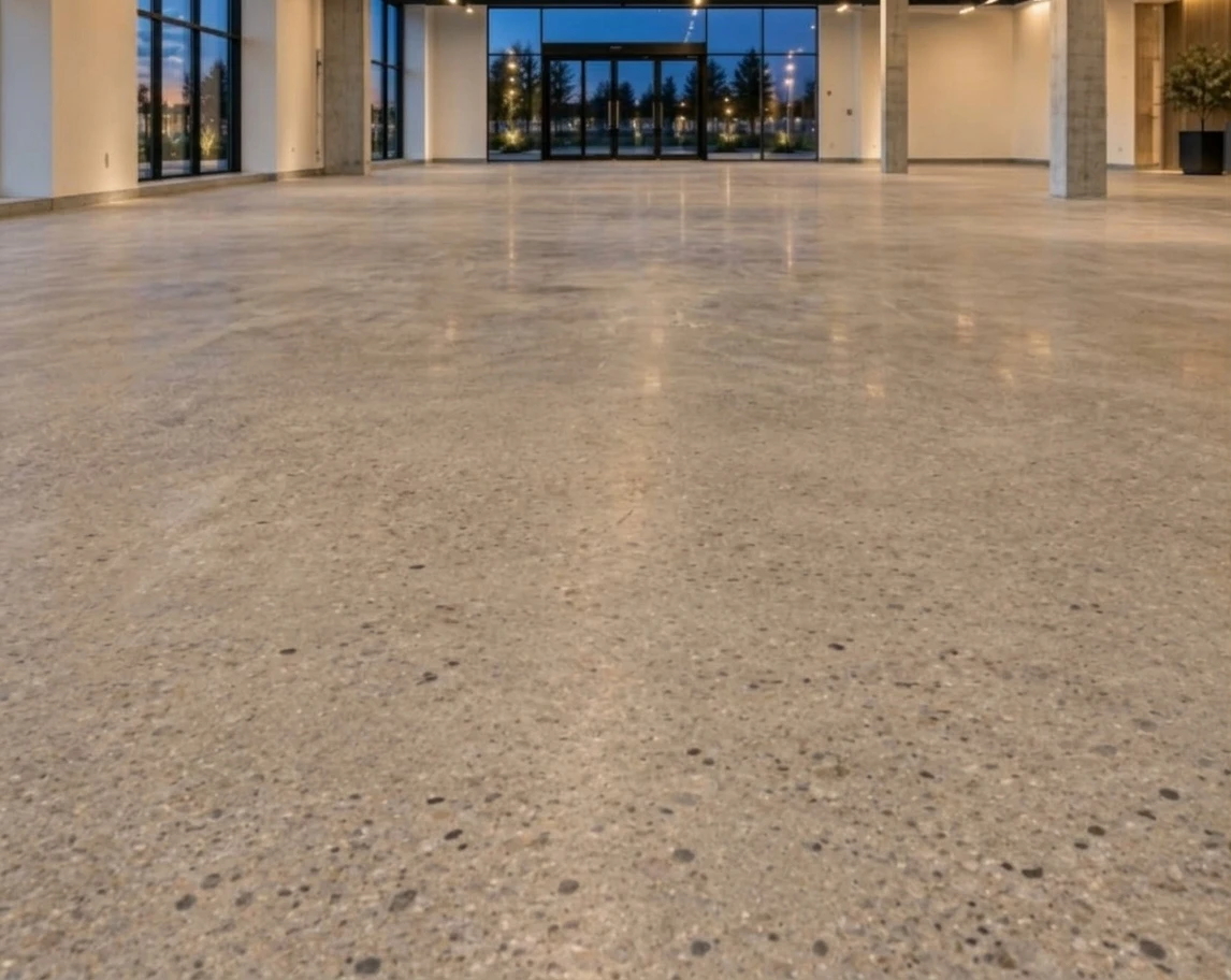 Antes: piso de concreto sem acabamento antes da lapidação